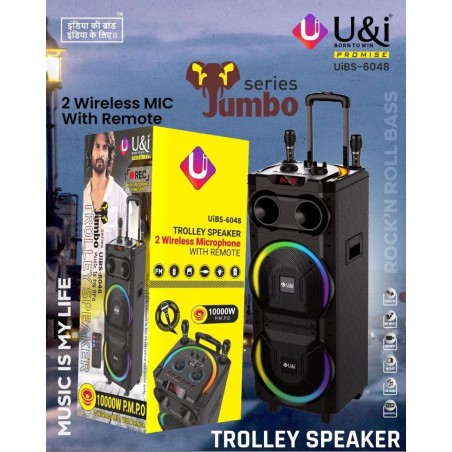 U&I Trolley Speaker, 2 Wireless MIC with Remote