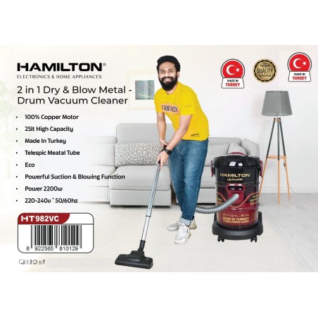 Hamilton 2 IN One Dry & Elbow Metal Drum Vaccum Cleaner