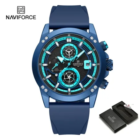 NAVIFORCE NF8033 New Dynamic Street Trend Sports Silicone Strap Waterproof Quartz Luminous Chronograph Men Watch