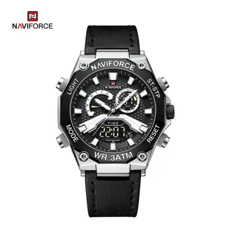 NAVIFORCE NF9220 Dual Display Digital Genuine Leather Casual Sport Waterproof Quartz Men Watches