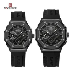 NAVIFORCE Couple Sport Quartz Chronograph Waterproof Silicone Strap Luminous Date Wristwatch for Male and Female