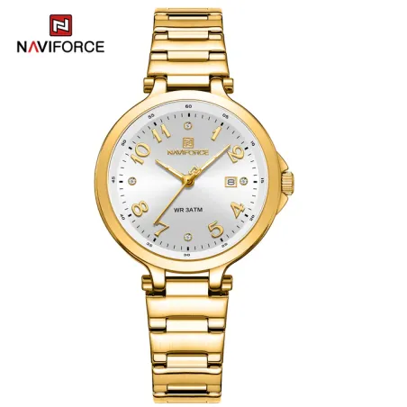 NAVIFORCE women watch luxury quartz Calendar waterproof wristwatch stainless steel watches for girls