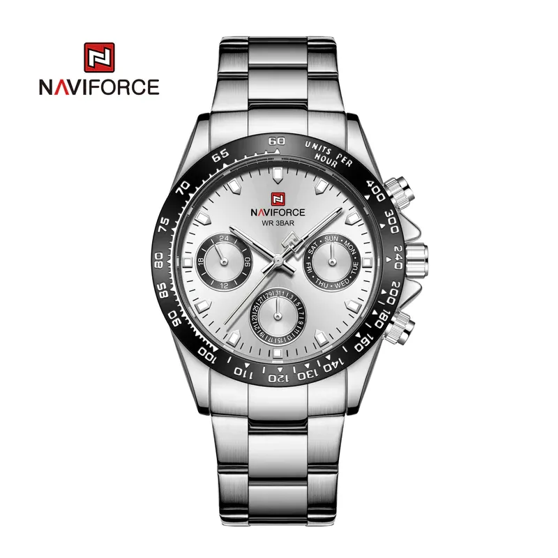 NAVIFORCE Mens/Womens Fashion Multifunction Watches Quartz Analog Stainless Steel Waterproof Watch