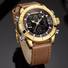 Naviforce Double Time Multy Function Leather Strap Watch