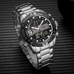 Naviforce Multifunction Dual Time Stainless Seel Watch