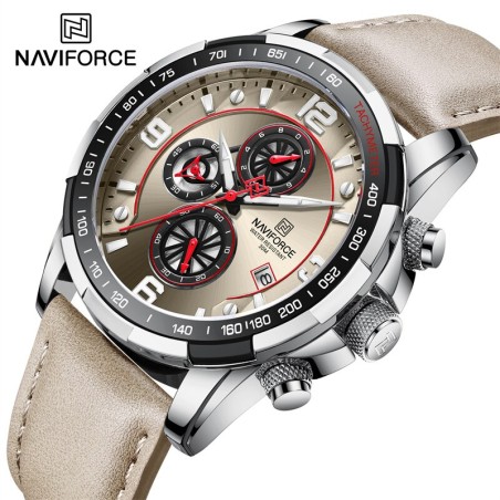 Naviforce Fashion Chronograph Date Display Leather Strap Watch