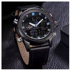 Naviforce Digital Analog Dual Movement Leather Strap Watch