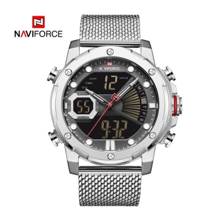Naviforce Metal Strap Analog Digital Watch