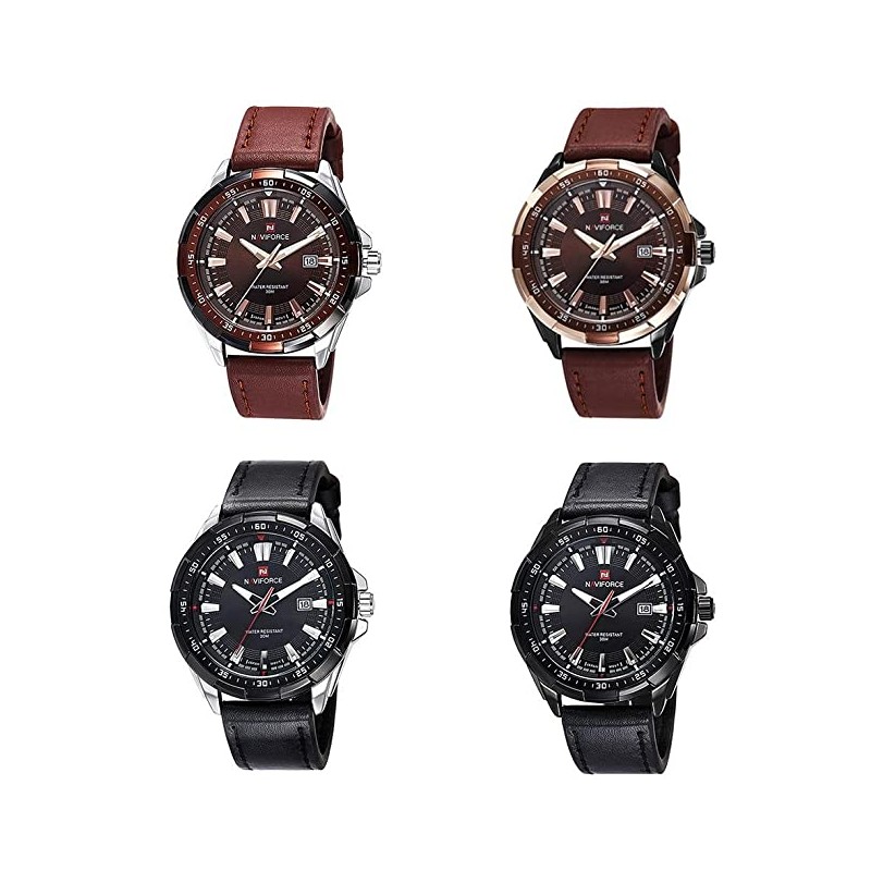 Naviforce Mens Casual Leather Strap Watch