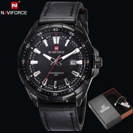Naviforce Mens Casual Leather Strap Watch
