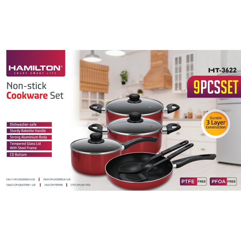 Hamilton Alu.Non Stick Cookware Set 9PC