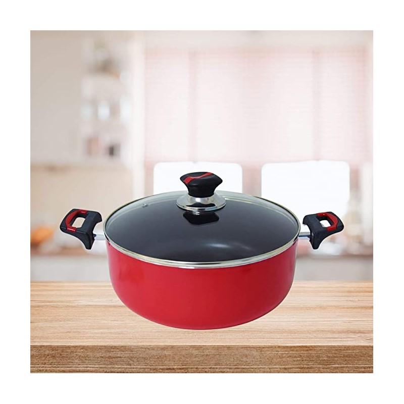 Easy cook 26 Cm Non Stick Casserole with Glass Lid 2.5MM