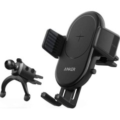 Anker Powerwave 7.5 Car Mount With 2-Port Quick Charge 3.0 Car Charger Black