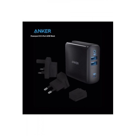Anker Powerport III 3-Ports 65W Three Plug Version Black