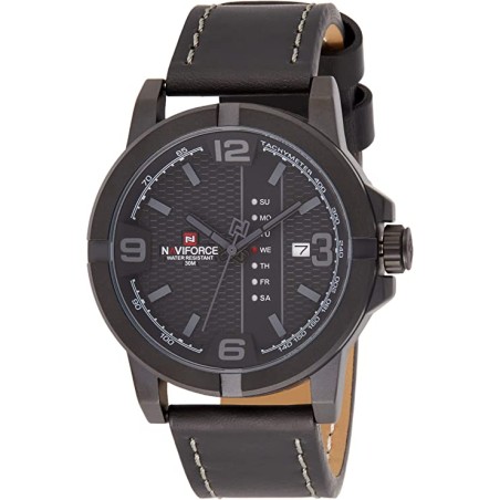 Naviforce Mens Watch Leather Strap Allocate Date&Week